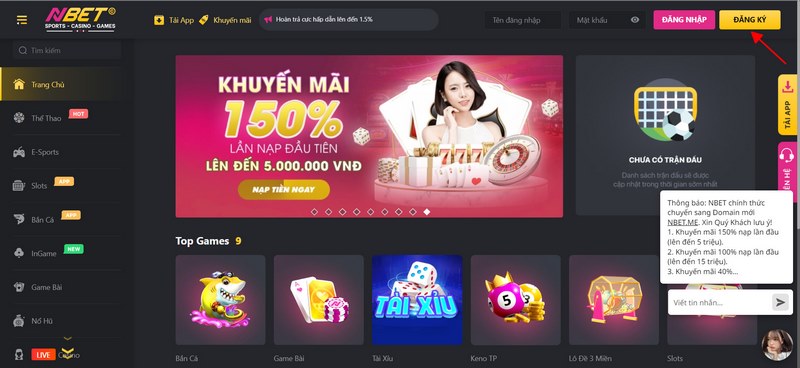 Truy cập vào link website chính thức mà hệ thống đang phát hành